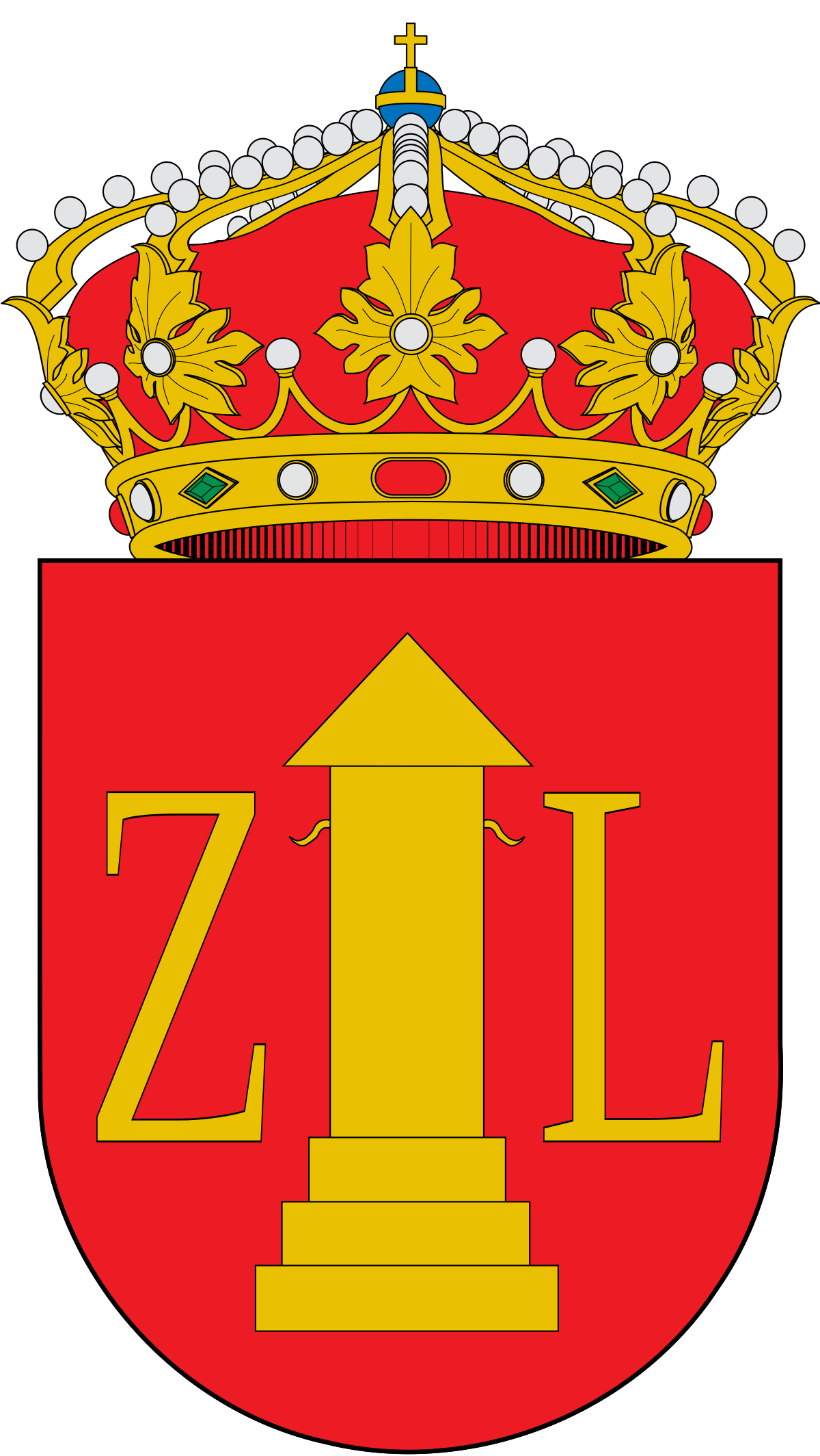 Герб красно желтый. Escudo. Zalamea.