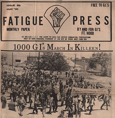 Fatigue Press Cover May 1970—1000 GIs march to protest the Vietnam War