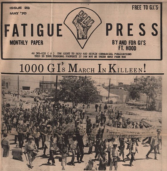 Fatigue Press was created by GIs at the Fort Hood U.S. Army base in Texas.