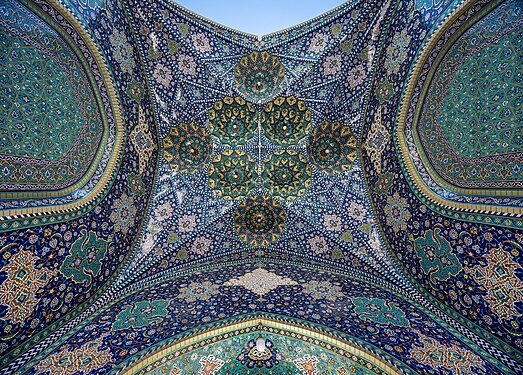 One of the iwan ceilings of Fatima Masumeh Shrine, Qom, Iran