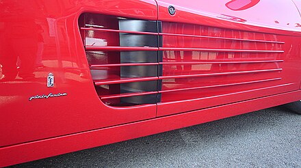 One of the side intakes on a 512 TR, which leads to the side-mounted radiators.