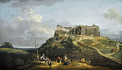 „Крепостта Кьонигщайн“. Картина на художника Бернардо Белото 1756 – 1758. Национална галерия по изкуство, Вашингтон, САЩ]