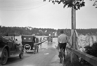 Översvämning på Nockebybron 1923.