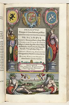 Frontispiece of Maximiliaan de Vriendt, Descriptio Pompae et Gratulationis (1602)