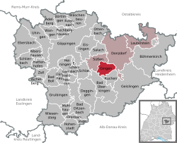 Elhelyezkedése Baden-Württemberg térképén