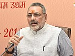 Giriraj Singh addressing a press conference on the achievements of the Ministry of Micro, Small & Medium Enterprises, during the last four years, in New Delhi.JPG