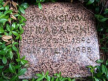 Stanislaw Trabalskis grave stone at the South Cemetery Leipzig Grabplatte Trabalski.jpg
