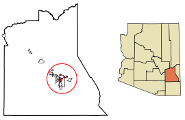 Graham County Arizona Incorporated and Unincorporated areas Safford Highlighted 0462000.svg