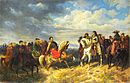 המלך האוסטרי והמלך הפולני נפגשים בשדה הקרב. ציור מהמאה ה-19