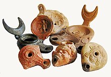 Group of ancient hellenistic an roan oil lamps.jpg