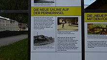 Informationstafel über die Saline auf der Pernerinsel