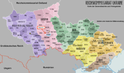 Положення Гегевальду на карті Райхскомісаріату Україна