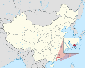 Hong Kong en el mapa de China