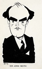 Image 9Caricature of Sir John Reith, by the artist, Wooding. (from History of broadcasting)