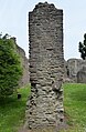 Ruined wall at Abergavenny Castle in Monmouthshire.