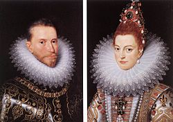 D'aartsertoogn Albrecht en Isabella deur Rubens geschilderd.