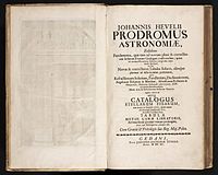Title Page of Prodromus Astronomiae Johannes Hevelius - Prodromus Astronomia - Volume I "Prodromus Astronomiae" - Intestazione I Volume.jpg