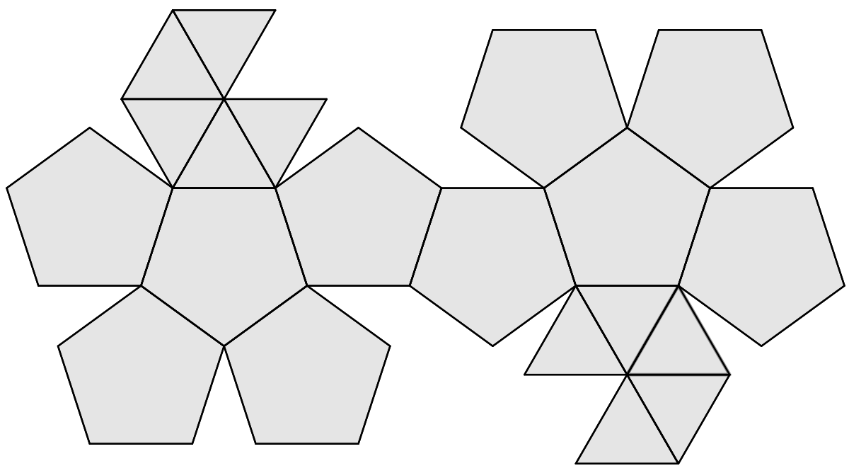 Додекаэдр из картона. Звездчатый додекаэдр развертка. Развертка правильного додекаэдра. Малый звёздчатый додекаэдр развертка. Развертка малого звездчатого додекаэдра.