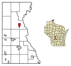 Location of Necedah in Juneau County, Wisconsin.
