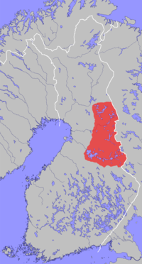 The area in which Kainuu dialect is spoken. Kainuun murrekartta.png
