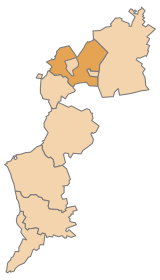 Lage des Bezirks Bezirk Eisenstadt-Umgebung im Bundesland Burgenland (anklickbare Karte)