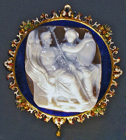 Cameo depicting Caligula and Roma, a personification of Rome