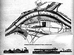 A lágymányosi Déli Kikötő korabeli terve, a Vasárnapi Ujság illusztrációja (1896)
