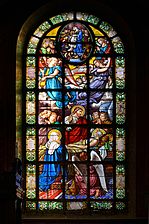 Stained glass window depicting The death of Joseph, in La Rochelle Cathedral - Charente-Maritime, France.