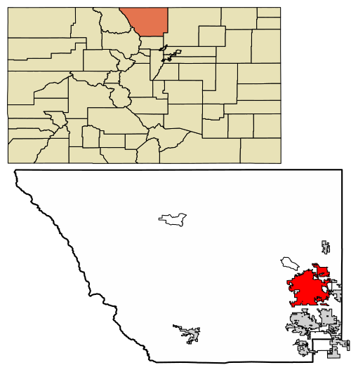 Location of the City of Fort Collins in Larimer County, Colorado.