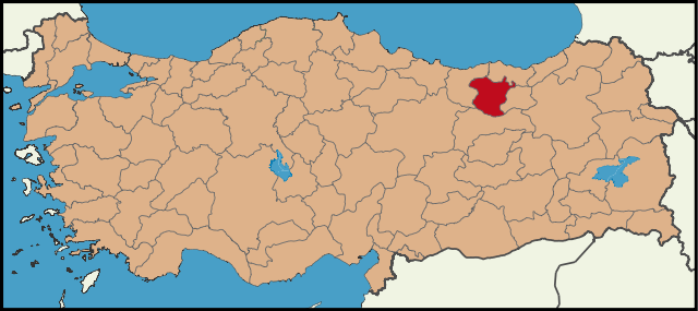 Localização da província de Gümüşhane na Turquia