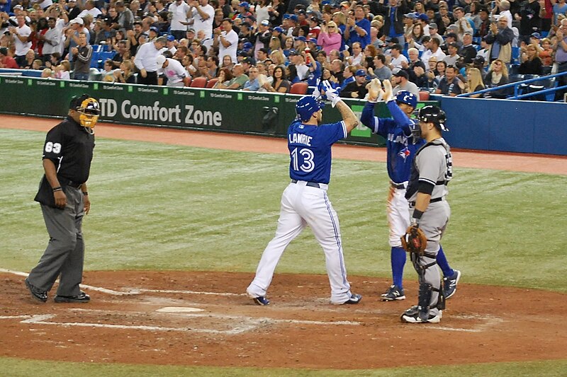 File:Lawrie celebrates his home run with Gose. (8041025087).jpg