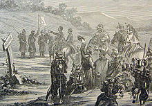 French and Belgian troops stand off at the border during the Franco-Prussian War Le drapeau belge.jpg