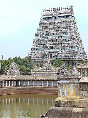 A view of north-side gopuram of the temple