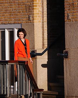 Opname met Lea van Acken als Anne Frank op het Merweideplein