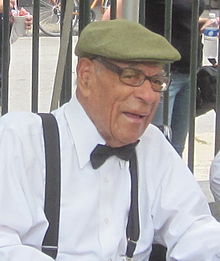 Ferbos at age 101, before going on stage to play a set with the New Orleans Ragtime Orchestra in 2012.