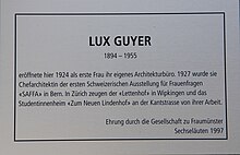 Lux Guyer Gedenktafel, Bahnhofstrasse 71, Zürich