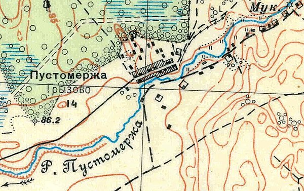 План деревни Малая Пустомержа. 1930 год
