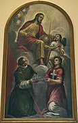 Alessandro Maganza, San Vincenzo e un angelo presentano a Cristo il modello della città di Vicenza, 1593, Pojana Maggiore, the Parish Church