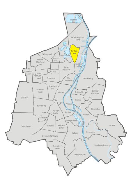 Magdeburg, administrative districts, Rothensee location