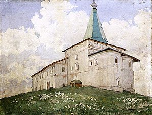 "Monasterio de Antoniev-Siya.  Iglesia de la Anunciación.”, (1912), papel sobre cartón, témpera - colección particular.