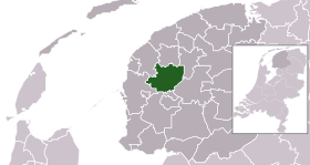 Highlighted position of Littenseradiel in a municipal map of Friesland