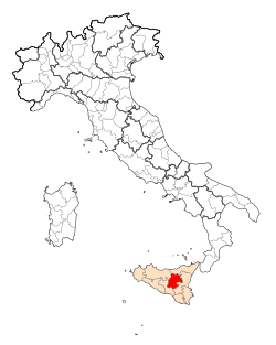 Map highlighting the location of the province of Enna in Italy