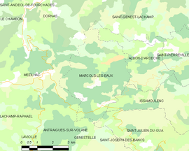 Mapa obce Marcols-les-Eaux