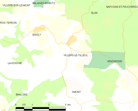 Mapa obce Villers-le-Tilleul