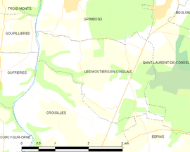Mapa obce Les Moutiers-en-Cinglais