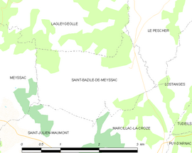 Mapa obce Saint-Bazile-de-Meyssac