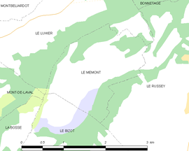 Mapa obce Le Mémont