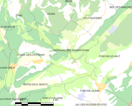 Mapa obce Les Planches-en-Montagne