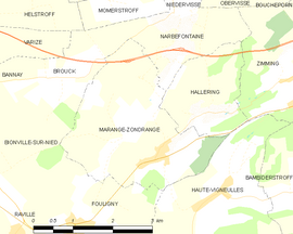 Mapa obce Marange-Zondrange