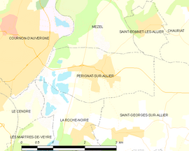 Mapa obce Pérignat-sur-Allier